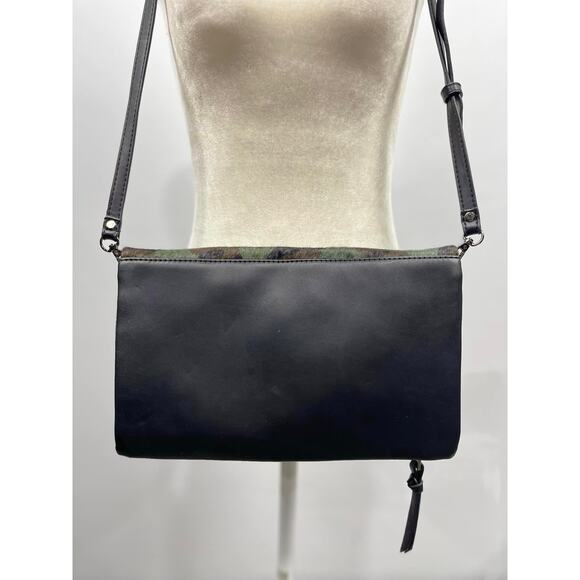 Moda Luxe Cowhide Camo and Faux‎ Black Leather Foldover Crossbody - Picture 4 of 5